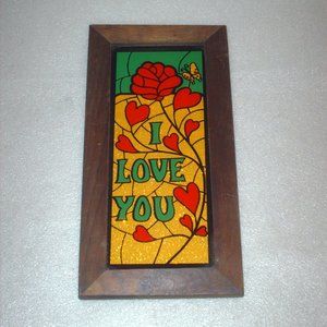 Wooden framed I Love You hand-painted picture